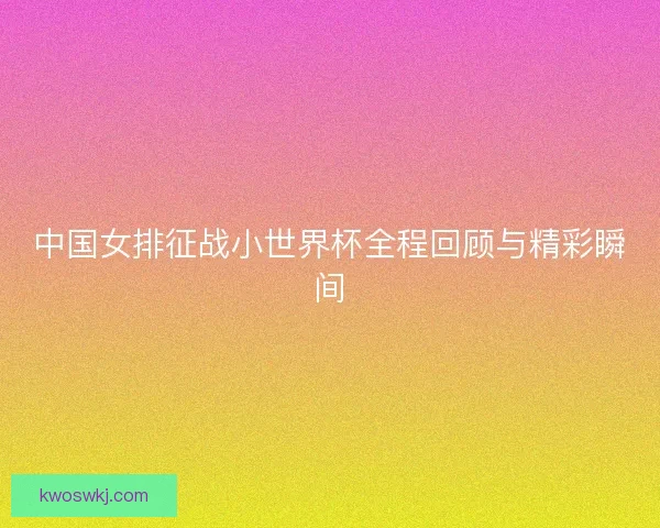 中国女排征战小世界杯全程回顾与精彩瞬间